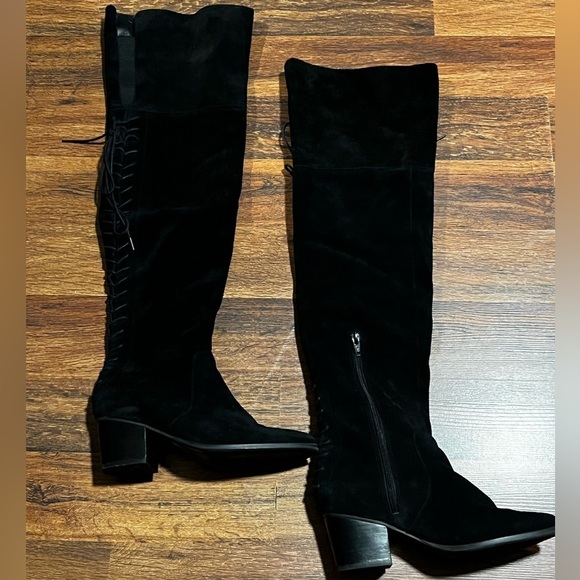 Aldo Womens Black Real Suede Over The Knee Ryder BootsSize 7 Pointed Toe - Picture 3 of 6